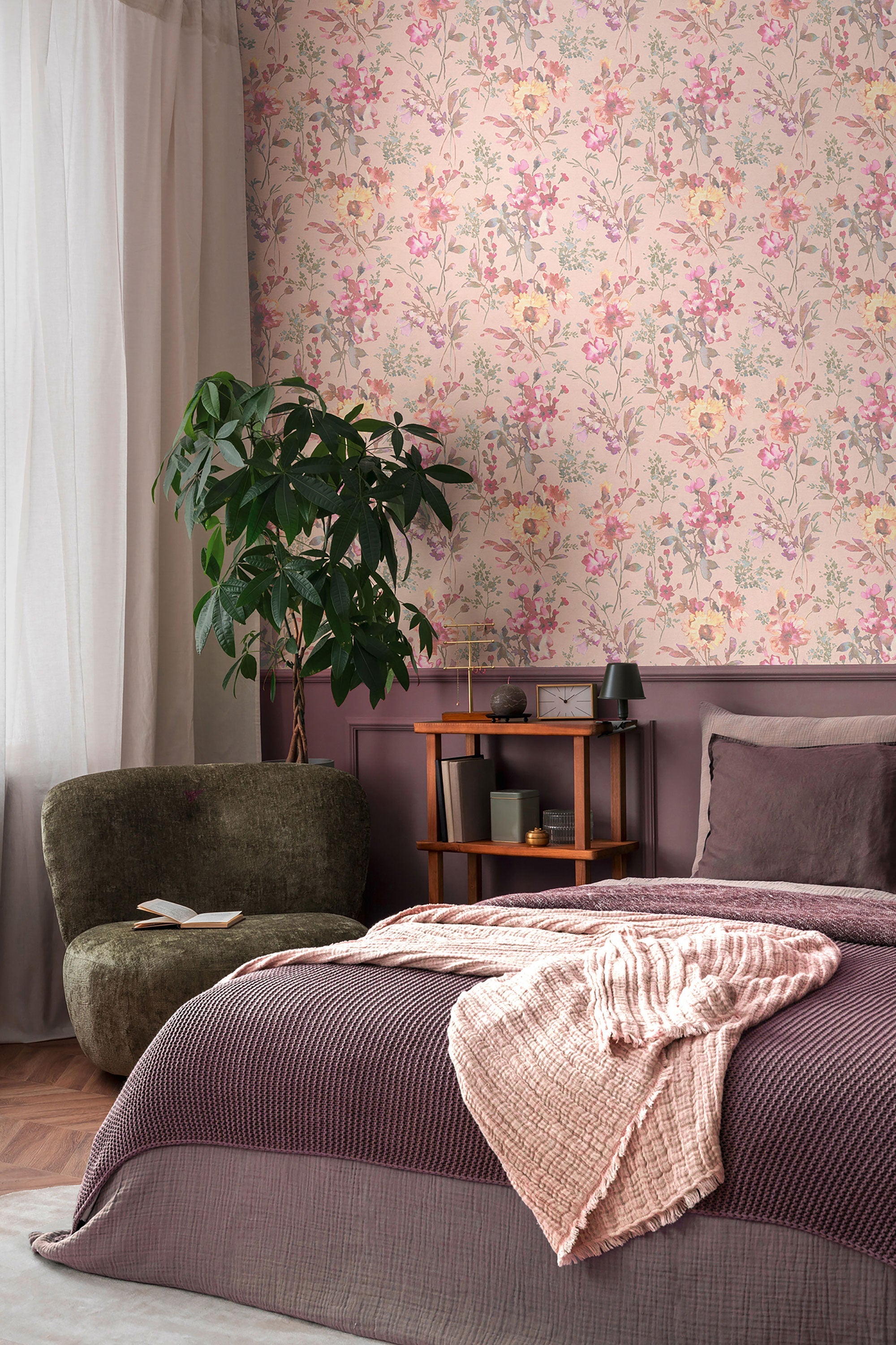 Petal Poetry - Unfold Pink and Blue Cosmo Living Wallpaper by Galerie