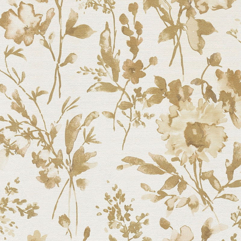 Petal Poetry - Unfold Gold Cosmo Living Wallpaper by Galerie