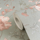 Petal Poetry - Unfold Green and Blue Cosmo Living Wallpaper by Galerie