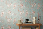 Petal Poetry - Unfold Green and Blue Cosmo Living Wallpaper by Galerie