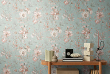 Petal Poetry - Unfold Green and Blue Cosmo Living Wallpaper by Galerie