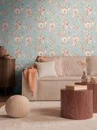 Petal Poetry - Unfold Green and Blue Cosmo Living Wallpaper by Galerie