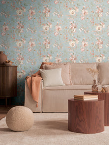Petal Poetry - Unfold Green and Blue Cosmo Living Wallpaper by Galerie