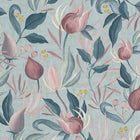 Still Bloom- Poetry Blue and Pink Cosmo Living Wallpaper by Galerie