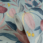 Still Bloom- Poetry Blue and Pink Cosmo Living Wallpaper by Galerie