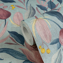 Still Bloom- Poetry Blue and Pink Cosmo Living Wallpaper by Galerie