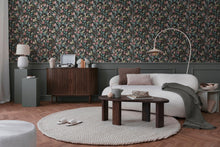 Still Bloom- Poetry Black and Green Cosmo Living Wallpaper by Galerie