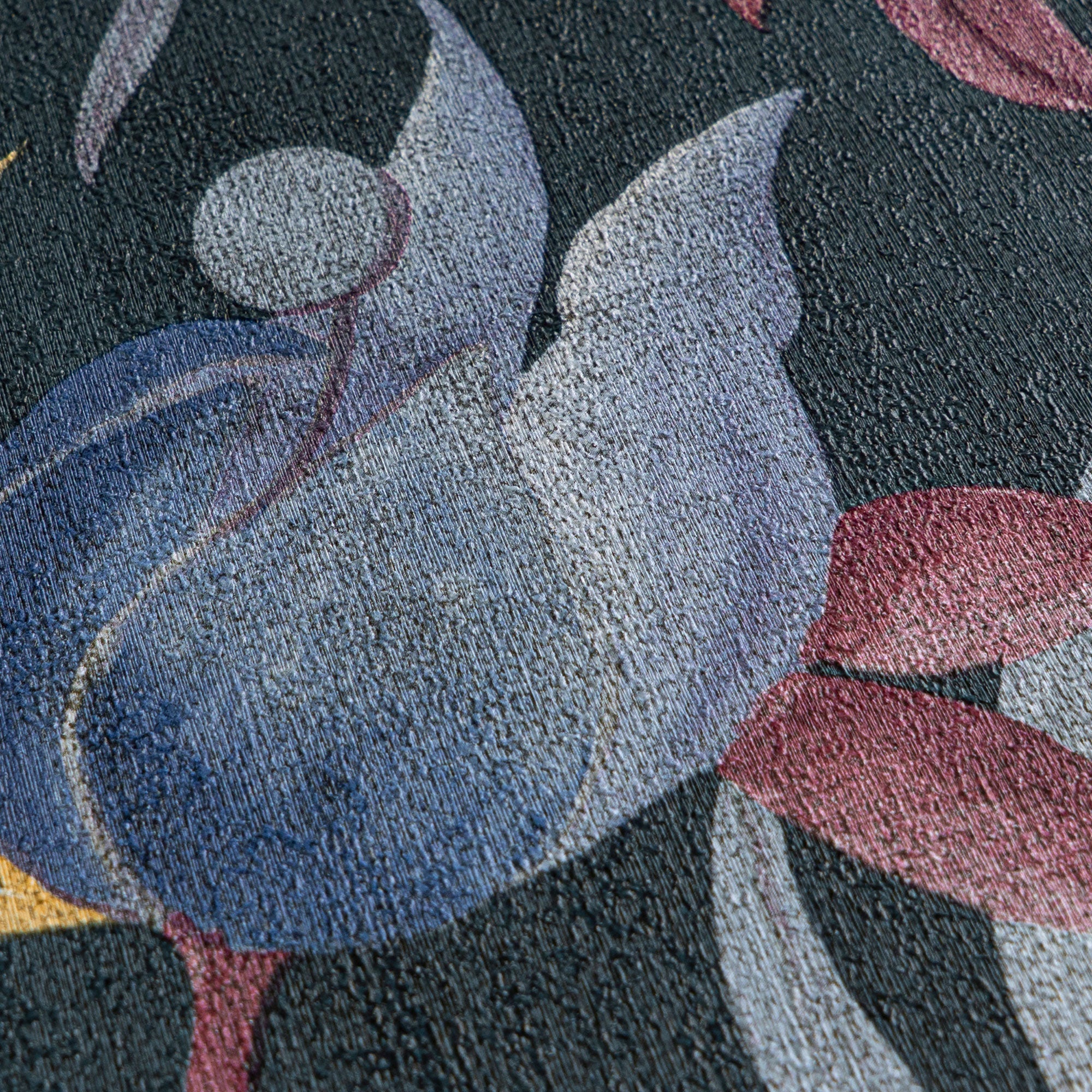Still Bloom- Poetry Blue and Bronze Brown Cosmo Living Wallpaper by Galerie