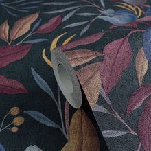 Still Bloom- Poetry Blue and Bronze Brown Cosmo Living Wallpaper by Galerie