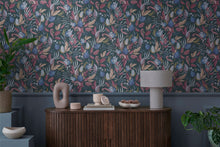 Still Bloom- Poetry Blue and Bronze Brown Cosmo Living Wallpaper by Galerie
