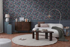 Still Bloom- Poetry Blue and Bronze Brown Cosmo Living Wallpaper by Galerie