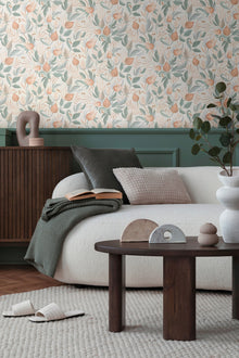 Still Bloom- Poetry Green and Blue Cosmo Living Wallpaper by Galerie
