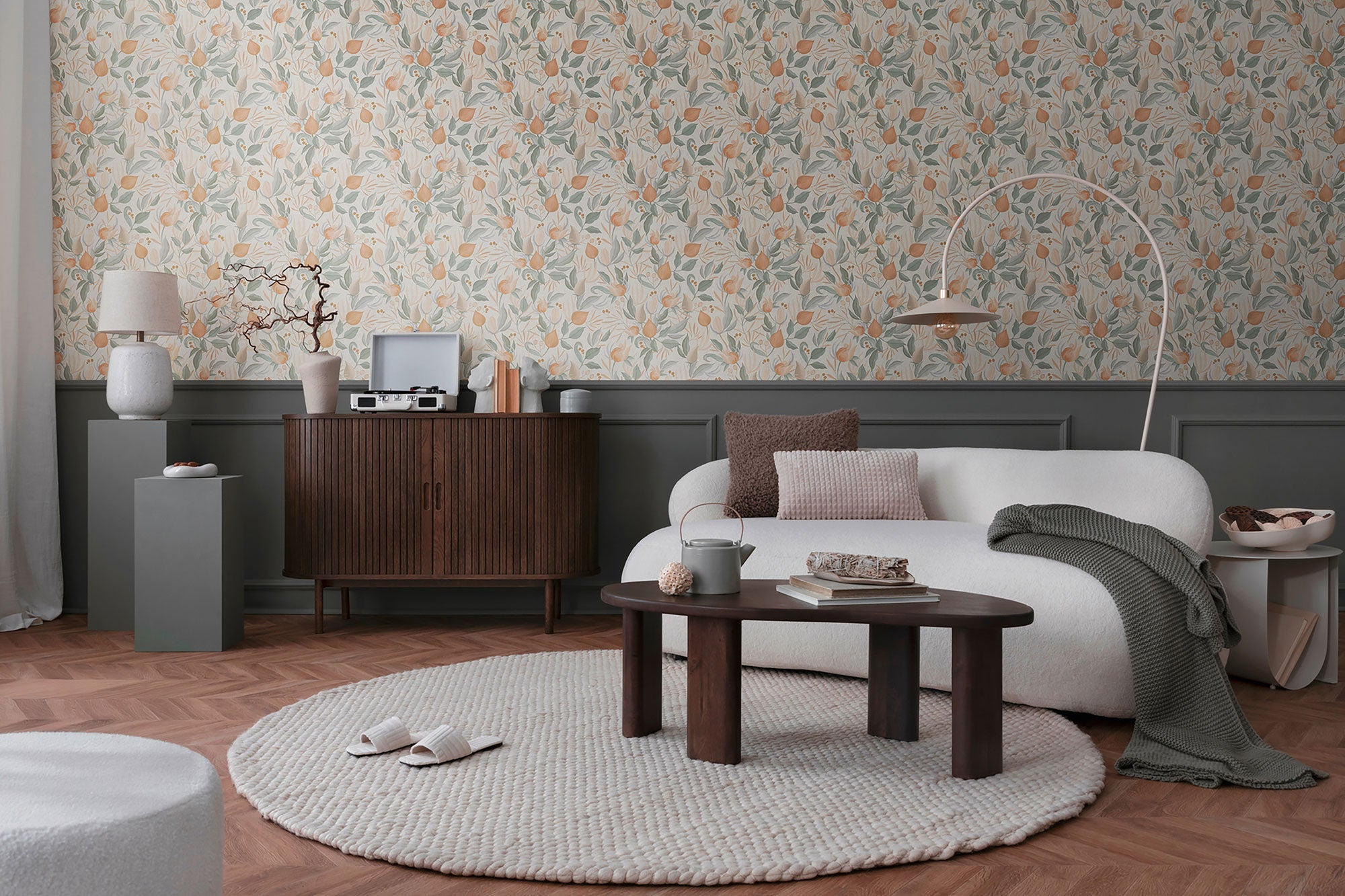 Still Bloom- Poetry Green and Blue Cosmo Living Wallpaper by Galerie