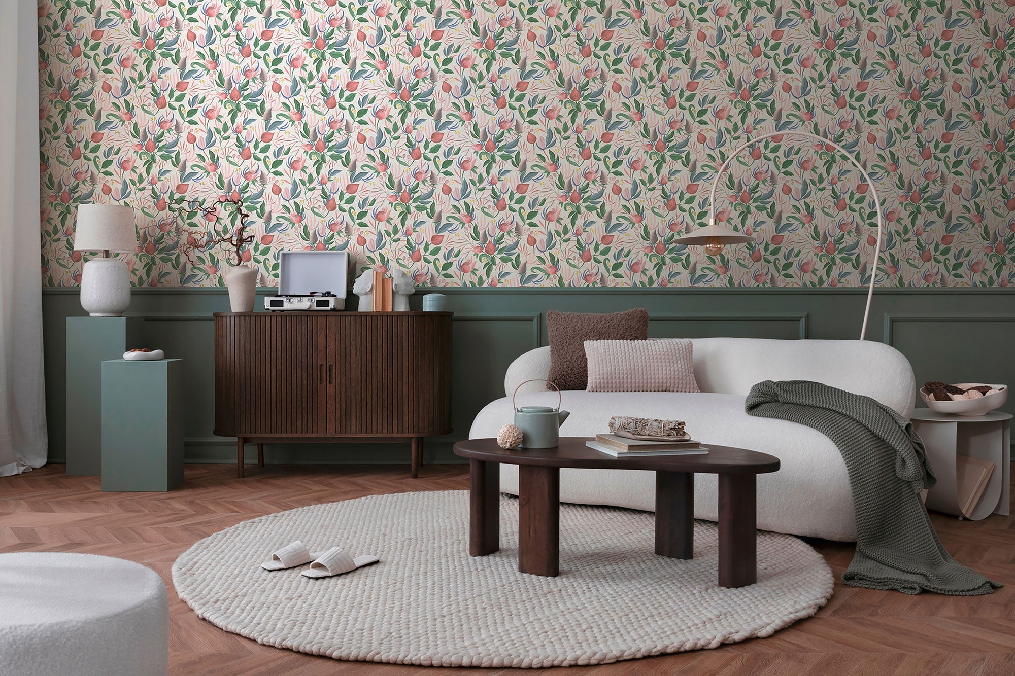 Still Bloom- Poetry Pink and Blue Cosmo Living Wallpaper by Galerie
