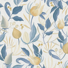 Still Bloom- Poetry Blue and Yellow Cosmo Living Wallpaper by Galerie