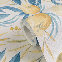 Still Bloom- Poetry Blue and Yellow Cosmo Living Wallpaper by Galerie