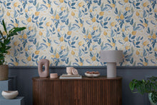 Still Bloom- Poetry Blue and Yellow Cosmo Living Wallpaper by Galerie