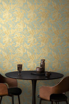 Earthlines - Balance Blue and Gold Cosmo Living Wallpaper by Galerie