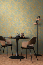 Earthlines - Balance Blue and Gold Cosmo Living Wallpaper by Galerie