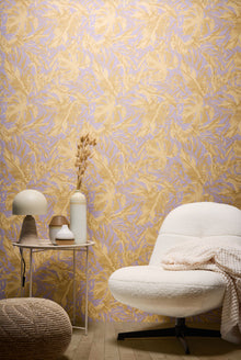 Earthlines - Balance Purple Lilac and Gold Cosmo Living Wallpaper by Galerie