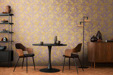 Earthlines - Balance Purple Lilac and Gold Cosmo Living Wallpaper by Galerie