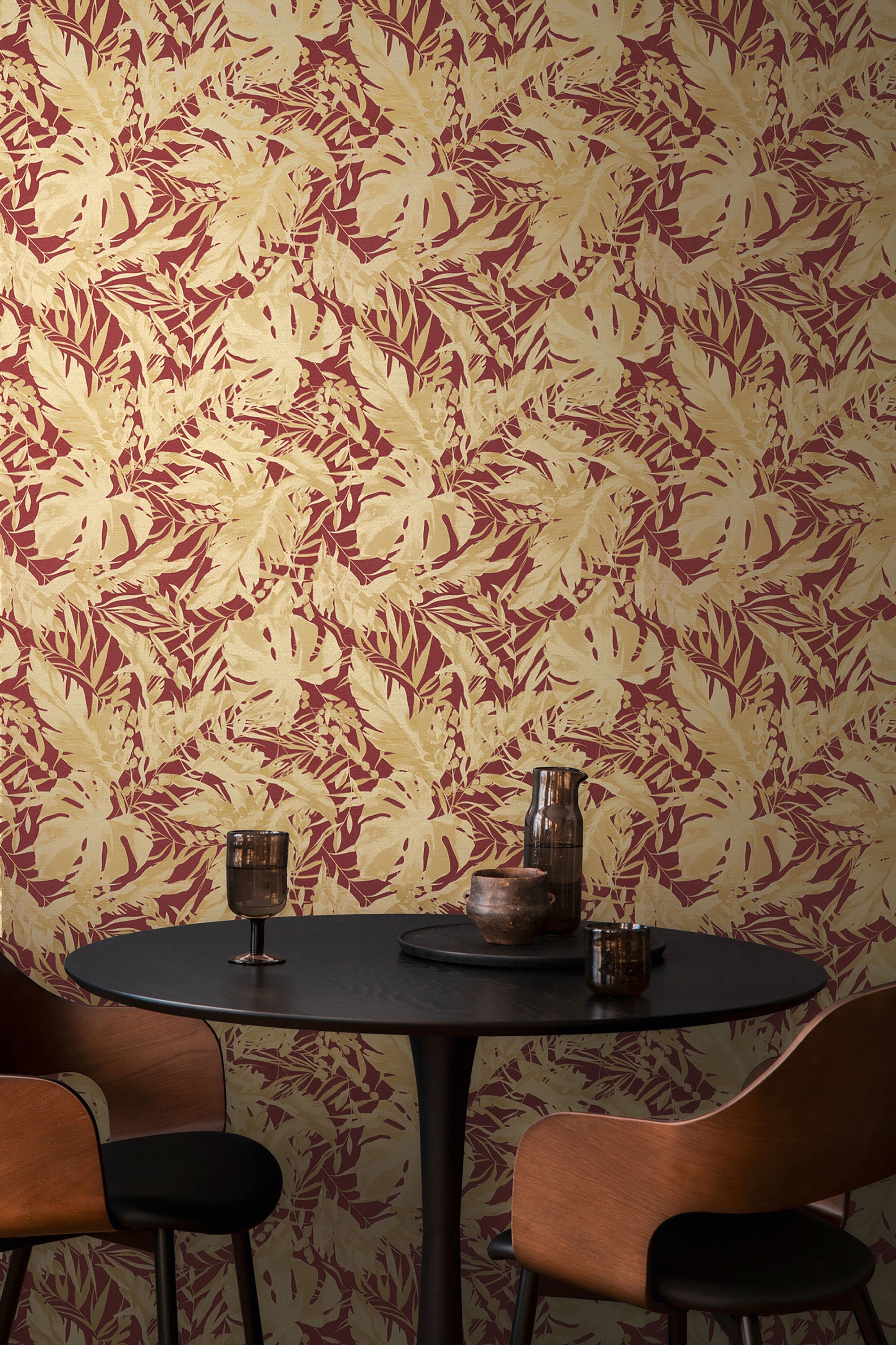 Earthlines - Balance Red and Beige Cosmo Living Wallpaper by Galerie