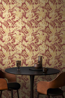 Earthlines - Balance Red and Beige Cosmo Living Wallpaper by Galerie