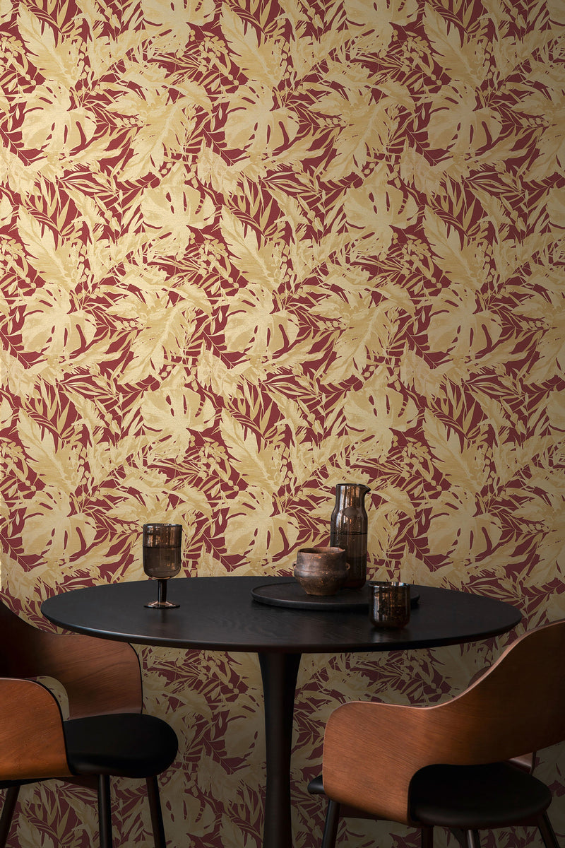 Earthlines - Balance Red and Beige Cosmo Living Wallpaper by Galerie