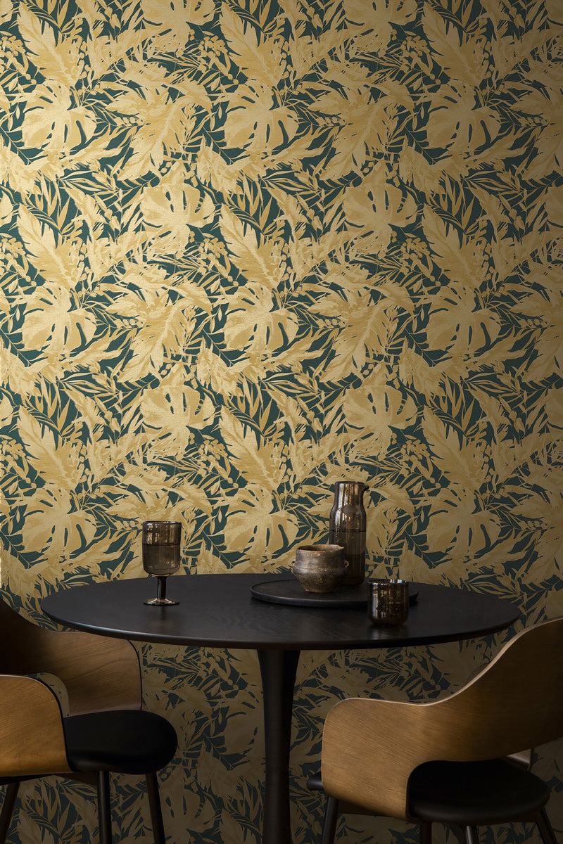 Earthlines - Balance Green and Beige Cosmo Living Wallpaper by Galerie
