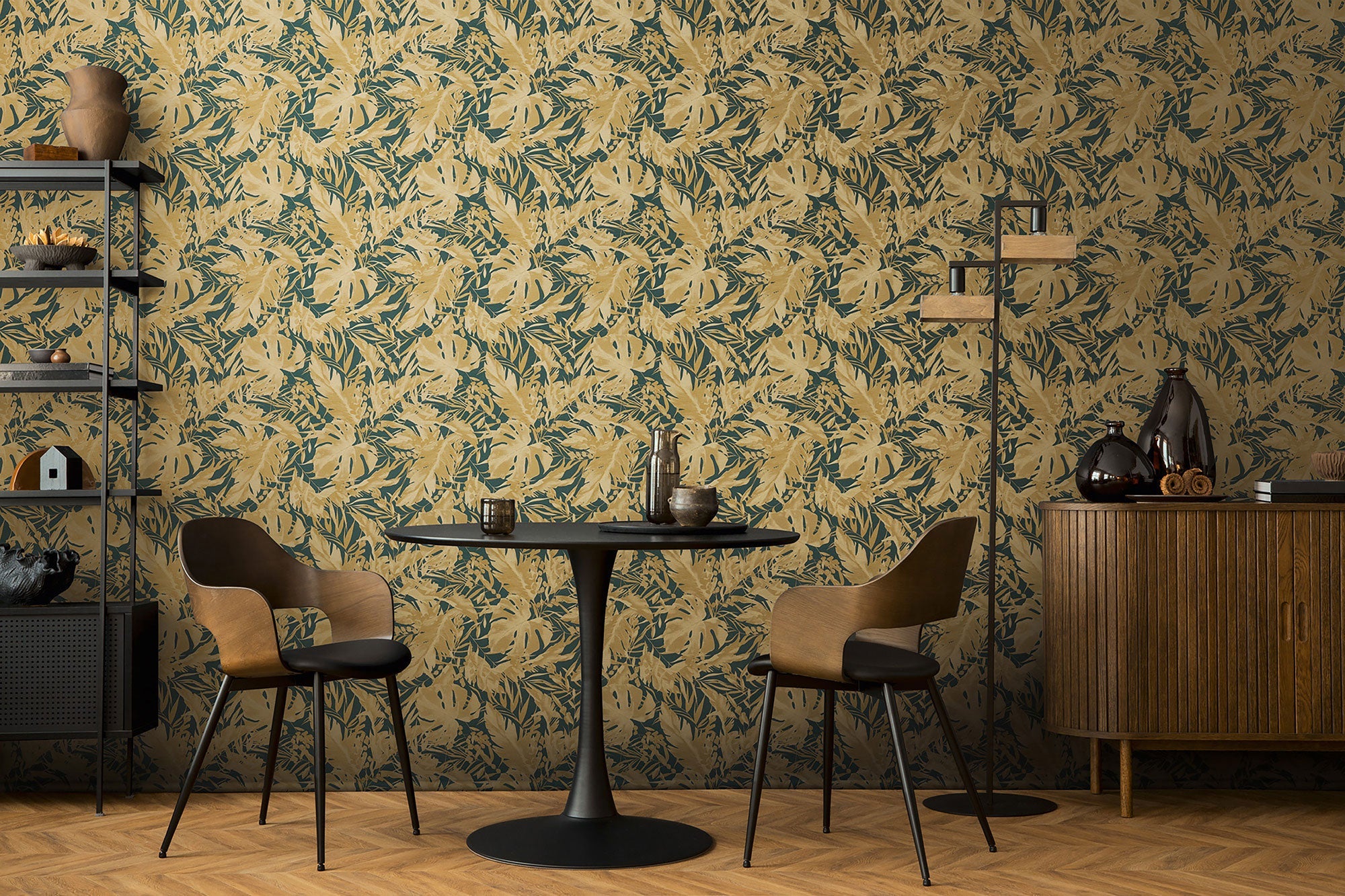 Earthlines - Balance Green and Beige Cosmo Living Wallpaper by Galerie