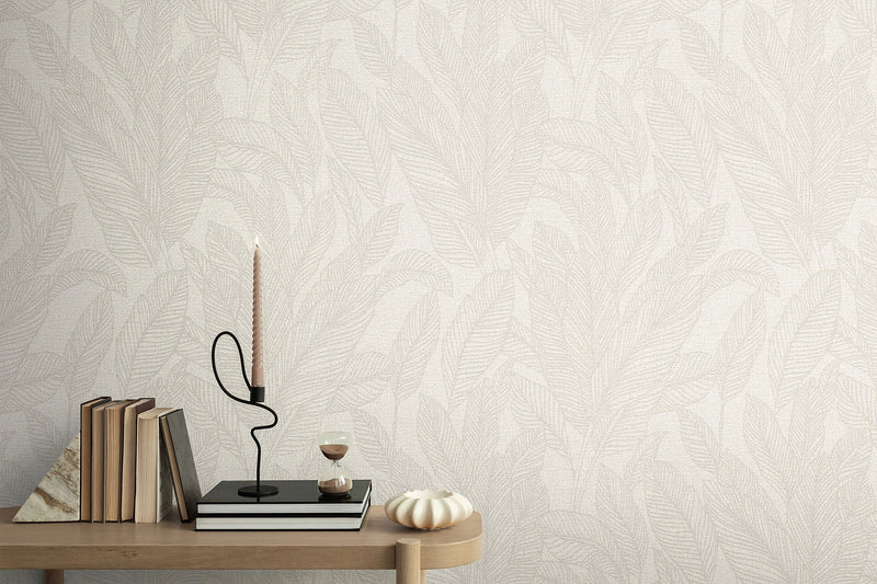 Golden Fern - Glow Silver Grey Cosmo Living Wallpaper by Galerie