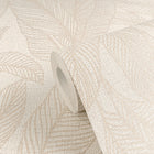 Golden Fern - Glow Beige and Silver Grey Cosmo Living Wallpaper by Galerie