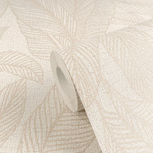 Golden Fern - Glow Beige and Silver Grey Cosmo Living Wallpaper by Galerie