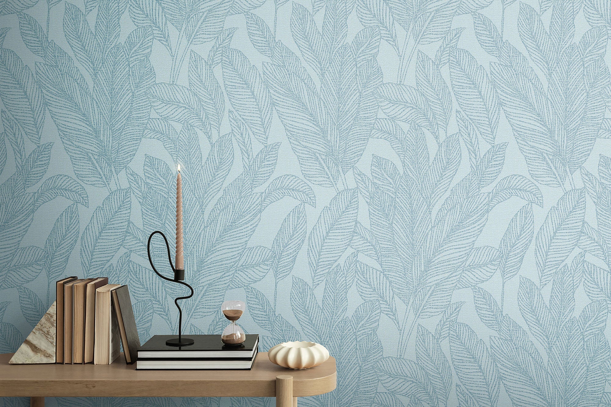 Golden Fern - Glow Blue Cosmo Living Wallpaper by Galerie
