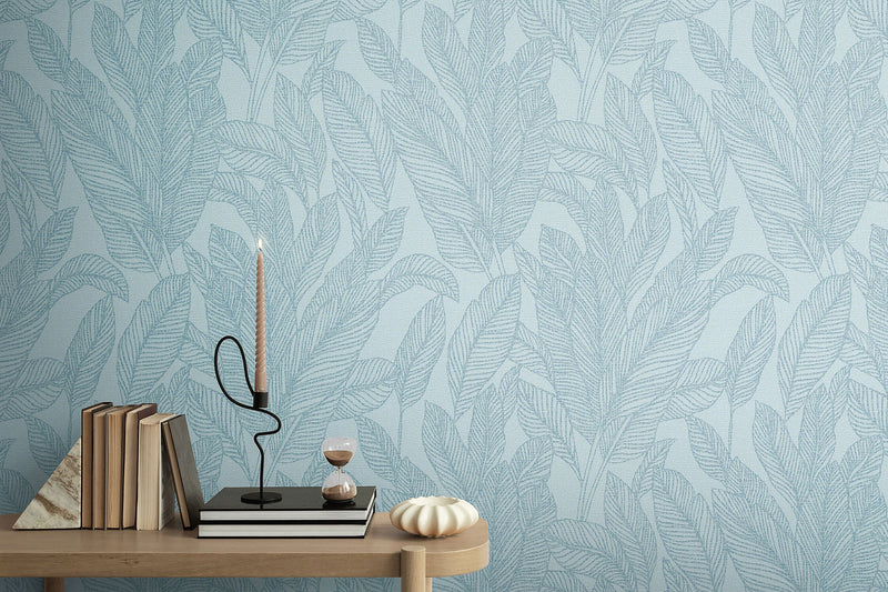 Golden Fern - Glow Blue Cosmo Living Wallpaper by Galerie