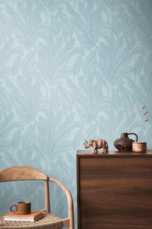 Golden Fern - Glow Blue Cosmo Living Wallpaper by Galerie