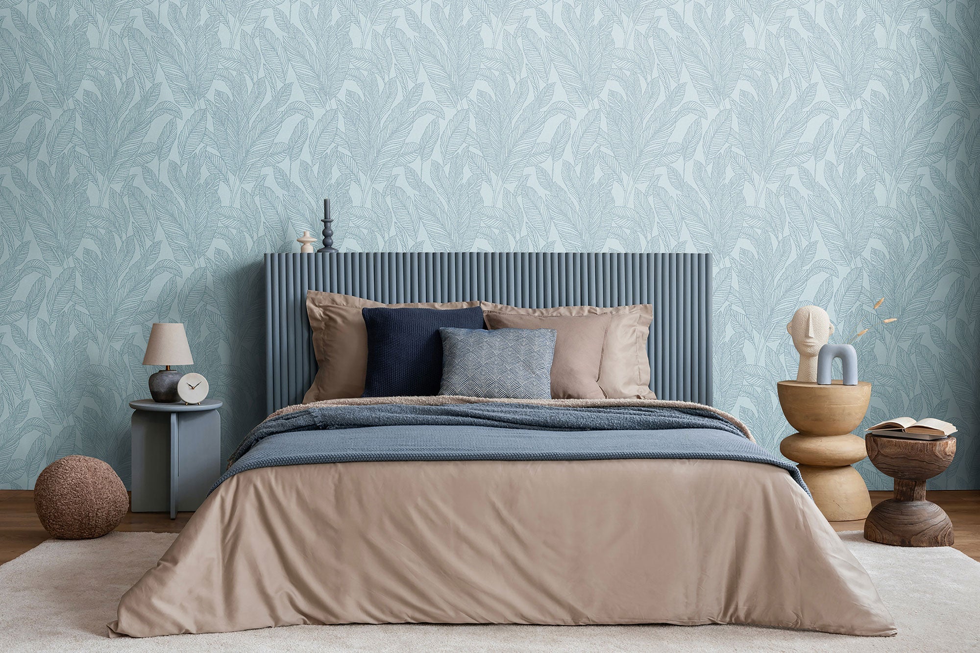Golden Fern - Glow Blue Cosmo Living Wallpaper by Galerie