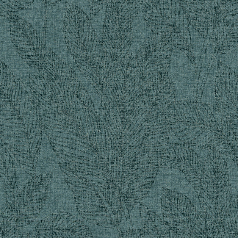 Golden Fern - Glow Green and Blue Cosmo Living Wallpaper by Galerie