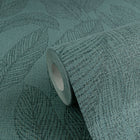 Golden Fern - Glow Green and Blue Cosmo Living Wallpaper by Galerie