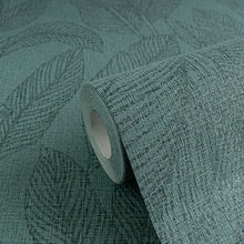 Golden Fern - Glow Green and Blue Cosmo Living Wallpaper by Galerie