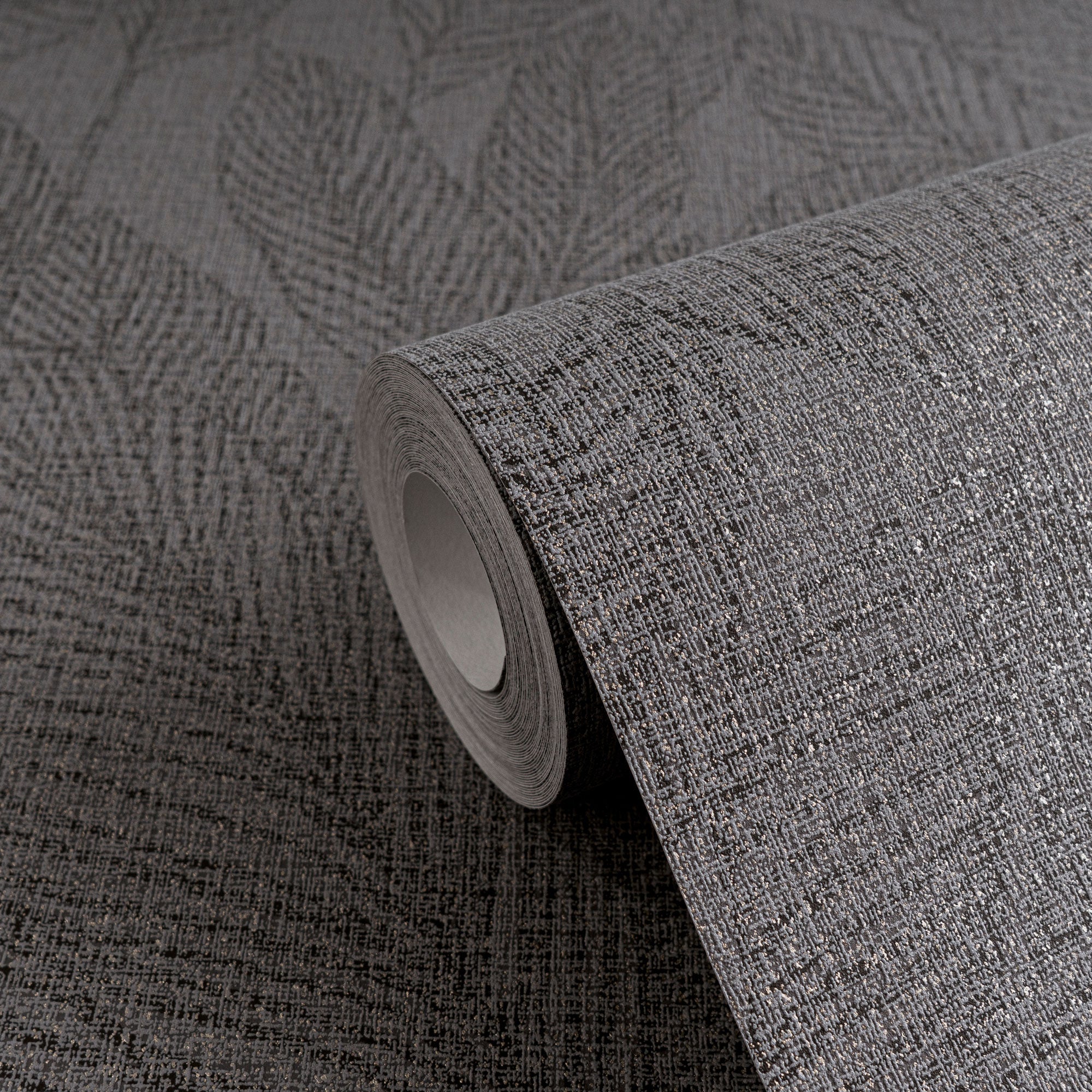 Golden Fern - Glow Silver Grey Cosmo Living Wallpaper by Galerie