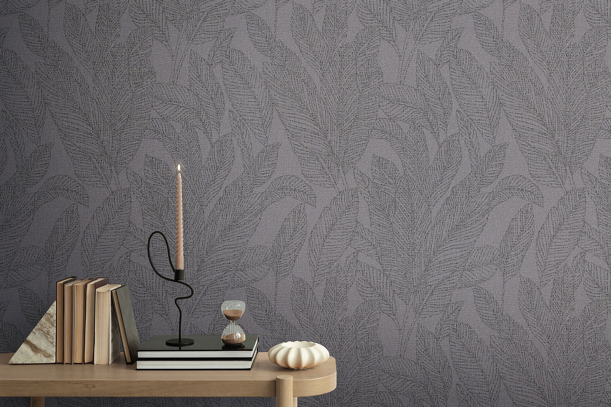 Golden Fern - Glow Silver Grey Cosmo Living Wallpaper by Galerie