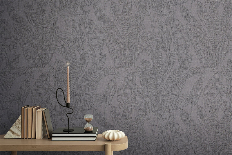 Golden Fern - Glow Silver Grey Cosmo Living Wallpaper by Galerie