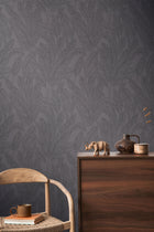 Golden Fern - Glow Silver Grey Cosmo Living Wallpaper by Galerie
