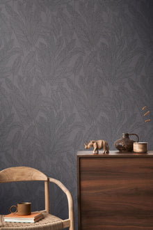 Golden Fern - Glow Silver Grey Cosmo Living Wallpaper by Galerie