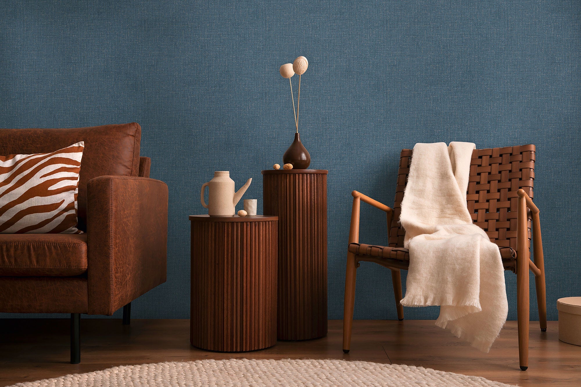 Texture Blue Cosmo Living Wallpaper by Galerie