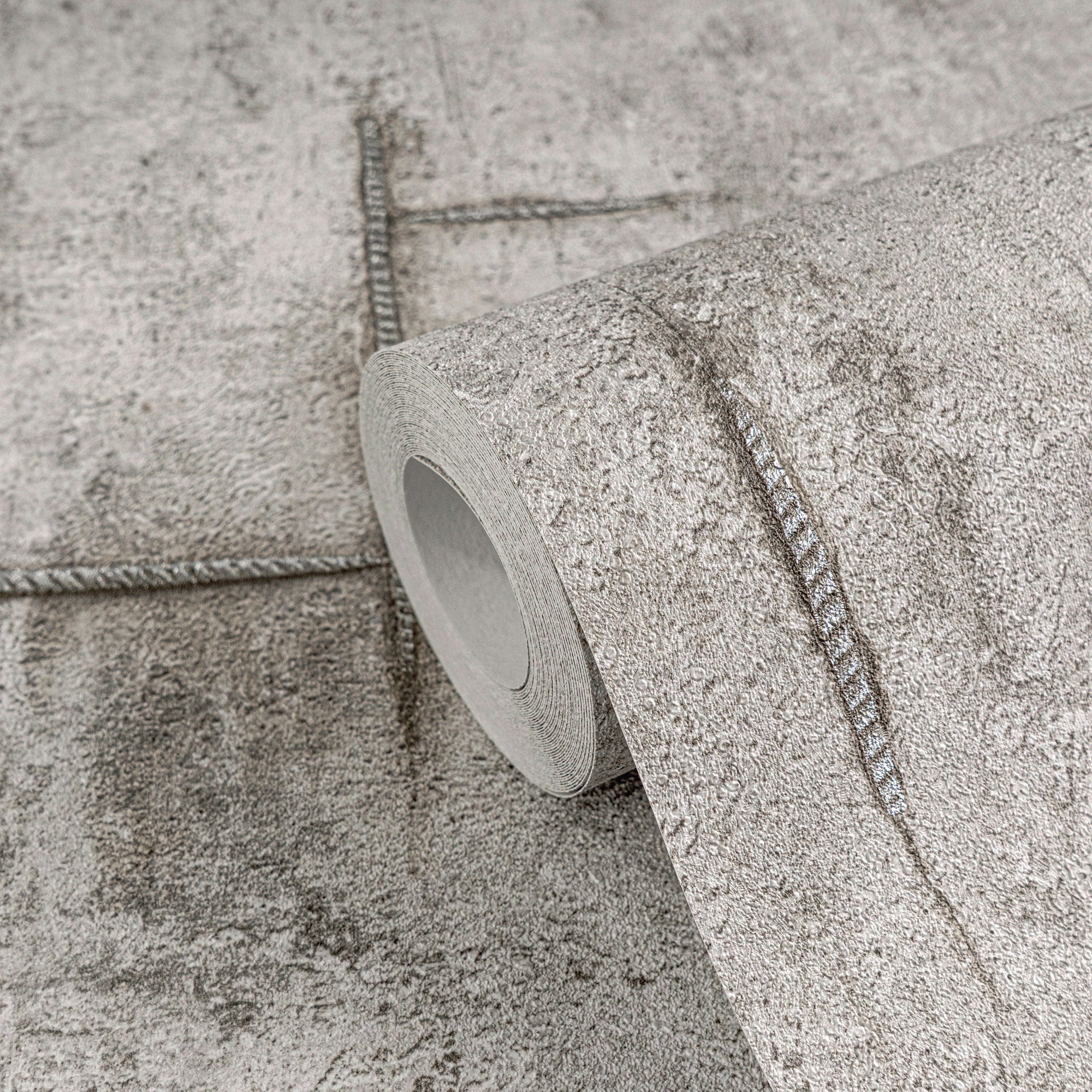 Graphite Groove - Edge Silver Grey and Beige Cosmo Living Wallpaper by Galerie