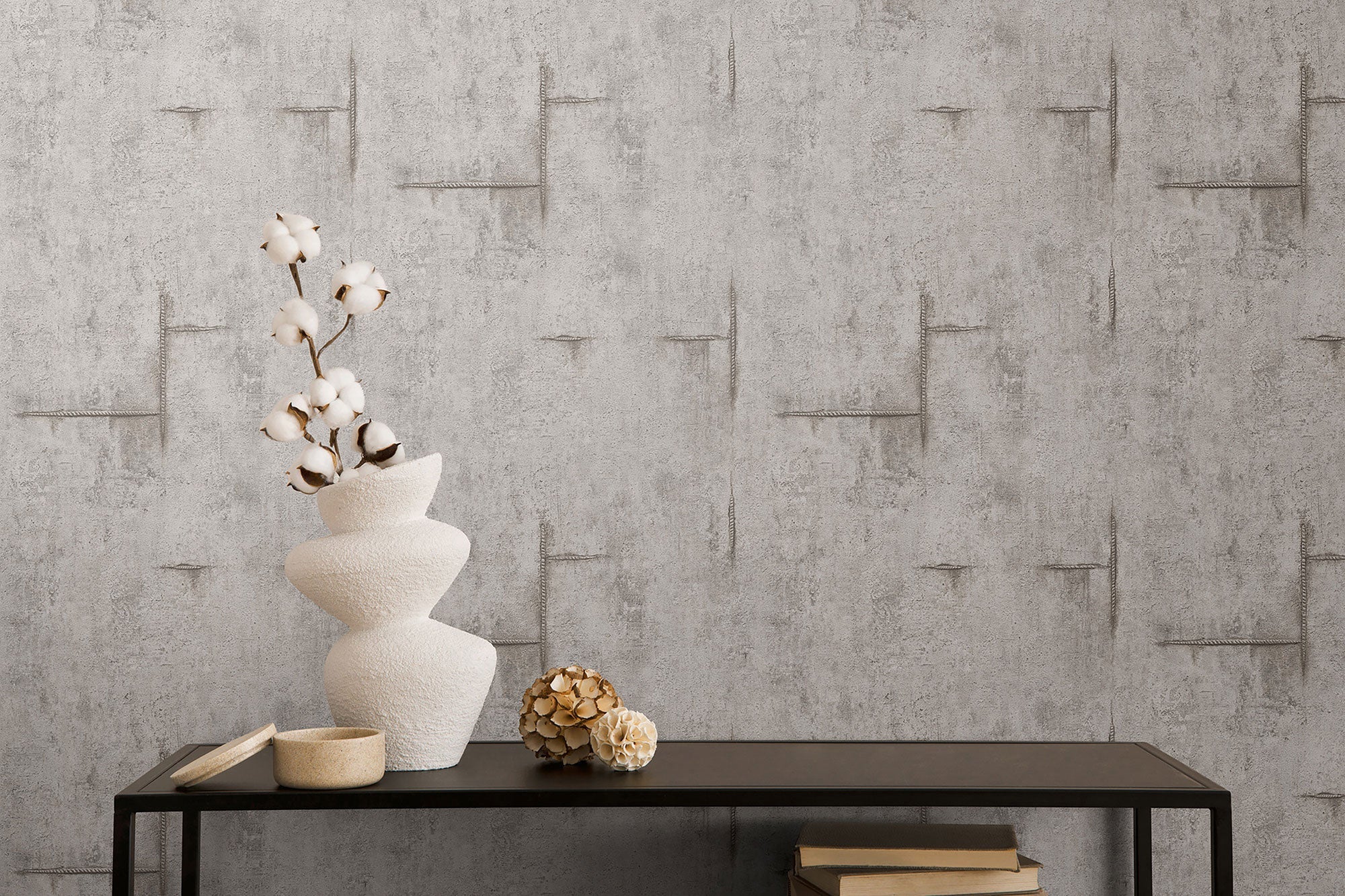 Graphite Groove - Edge Silver Grey and Beige Cosmo Living Wallpaper by Galerie