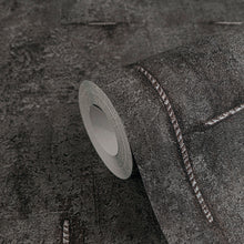 Graphite Groove - Edge Silver Grey and Black Cosmo Living Wallpaper by Galerie