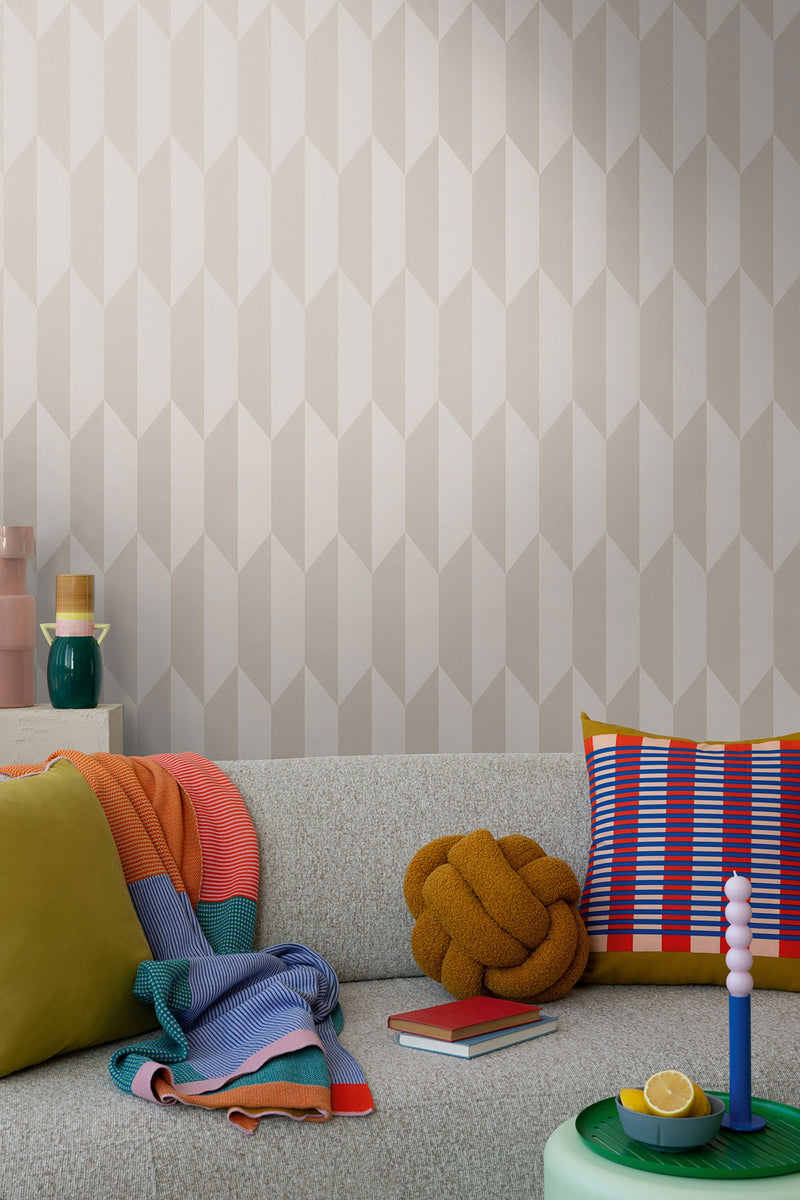 Graphic Groove - Playful Cream Cosmo Living Wallpaper by Galerie